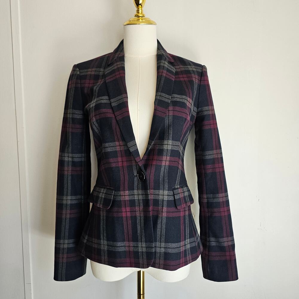 Express Plaid Blazer Size 0 Preppy Academic Career Fitted Jacket